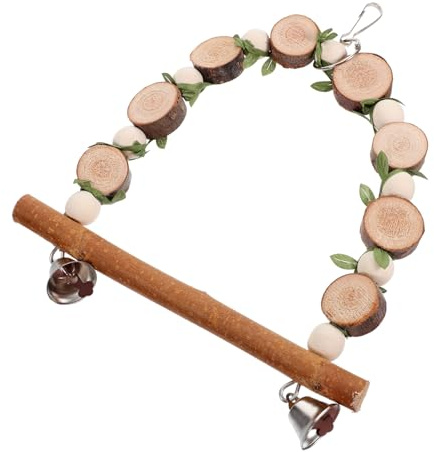 VILLCASE Hängeschaukel für Vögel Holzschaukel für Vogelkäfige Vogelspielzeug mit Sitzstange Hänge Sitzstange für Papageien Wellensittich Spielzeug zum Aufhängen
