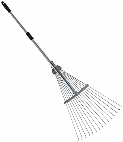 Rastrillo para césped y Jardines, Rastrillo de Hojas Metal retráctil for jardín, 52 a 167 cm, con Mango Ajustable y 15 Dientes