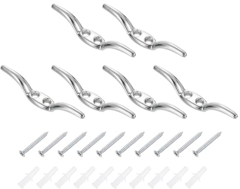 QUARKZMAN 5Pcs 65x10mm Grapas para Cuerda Persianas Color Plateado | Portacuerdas Seguridad Aleación Zinc, Ganchos Para Cuerda Ventana, Con Tornillos, Para Cortinas Y Cuerdas
