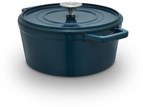 Barbary & Oak Nattura 20cm/2.2L Capacity Round Cast Iron Casserole/Dutch Oven/Cooking Pot with Durable Enamel Interior, Self-Basting Lid, Induction Compatible, Agave, BO800320AGV