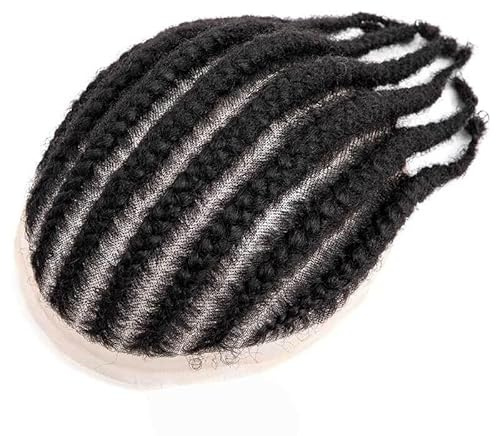 Perücke Häkelzöpfe Herren-Toupet, Echthaar-System, 20,3 x 25,4 cm, Vollspitze, männliche Haarprothese(1 - Jet Black)