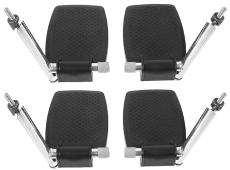 LALADEFIEE Rollstuhl Fußplatten 2 Paar Universelle Schwenkbare Fußstützen aus Verdicktem Kunststoff mit Metallpedal Ergonomisch Große Auflagefläche Klappbar Ersatz für Rollstühle und