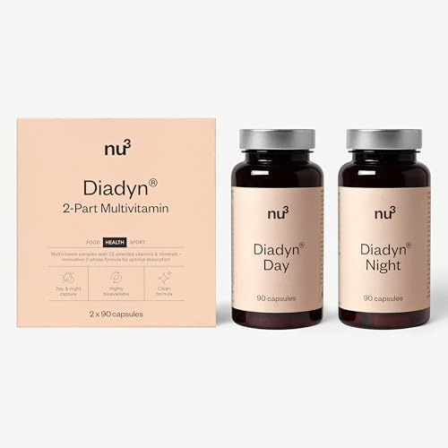 nu3 Diadyn Multivitamin - bioverfügbare 2-Phasen-Formel für Tag und Nacht, 13 Vitamine, 9 Mineralien, Multivitamin-Kapseln für deine tägliche Basisversorgung, Tag- & Nachtkapsel – 90 Kapseln