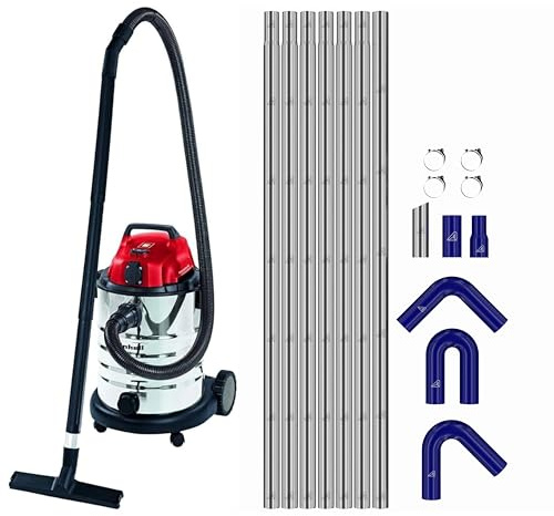 Gutter Cleaning System 30L Industrial Wet & Dry Vacuum Cleaner with Blue 25ft (7.5m) Long Reach Gutter Pole Kit 1500W