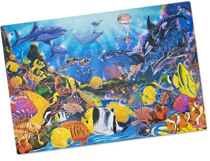 Melissa & Doug Underwater Ocean Floor Puzzle, 48 pc Jumbo Jigsaw Puzzle, Educational Screen Free Activity for Toddler, Preschoolers and Kids Ages 3+ (2 x 3 Feet) - FSC Certified
