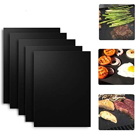 BBQ Grillmatte 5er Set Backen Matte Barbecue Grillplatten hitzebeständig für Gasgrill Kohlegrill Ofengrill Elektrogrill (5)