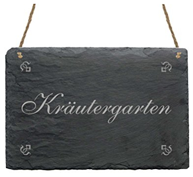 Wetterfeste Schiefertafel « KRÄUTERGARTEN » Dekoschild Kräuter Garten - das perfekte Geschenk für Gärtner - Gärtnerei Gartenarbeit