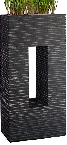 Pflanzwerk® Jardinera Fibra de Vidrio Vista Groove Antracita 92x45x27cm *Maceta a Prueba de heladas* *Protección UV* *Calidad Europeo*