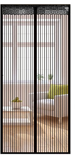 LIVEINU Fliegengitter Tür Insektenschutz Magnet Fliegen Gitter Vorhang Fliegenvorhang für Balkontür Wohnzimmer Schwarz 90x240cm