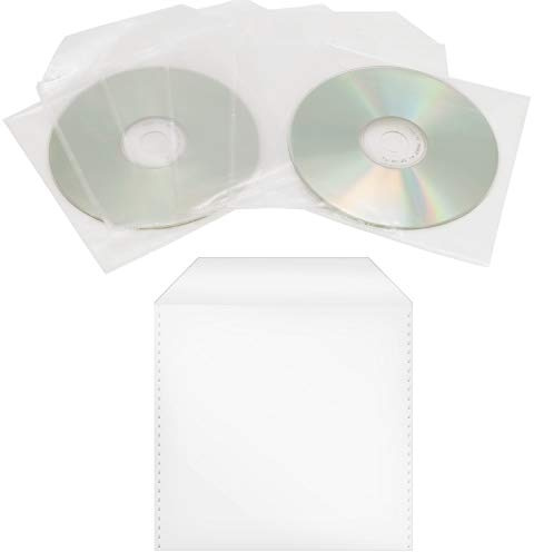 200 Stück CD/DVD/Bluray Schutzhüllen, PP, Transparent Hüllen, Sleeves mit Lasche, Leerhülle, Für Aufbewahrung von CDs DVDs BD Rohlinge, Plastik Tasche mit Klappe, Folien Hülle, Single CD-Sleeve Box