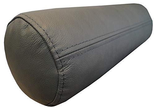 Quattro Meble Dunkelgrau Echt Leder Nackenrolle Nackenkissen Lederkissen Sofa Dekokissen Rindsleder Kissen Kopfstützen Kopfkissen Durchmesser 15cm (50 x 15 cm)