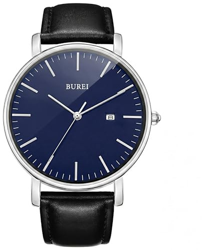 BUREI Ultra Dünne Uhren Herren Analoges Datum Armbanduhr Herren mit Japanisches Quarzwerk, Geschenke für Männer