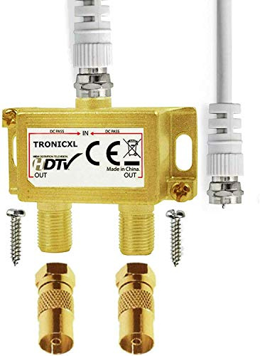 TronicXL Premium Koax Antennenverteiler HD 3D 4K Verteiler Weiche Splitter zb für DVBT DVBT2 DVBC SAT Unicable Kabelfernsehen Unitymedia Vodafone Sky NetAachen Primacom Kabelfernseh Digital HDTV