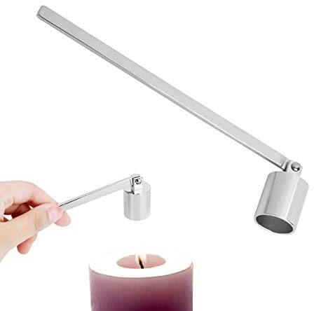 Kerzenlöscher, Feuerlöscher, Glockenform, Edelstahl, langer Griff, zum Herausnehmen des Feuer-Dochts, silberfarben