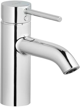 KLUDI BOZZ Waschtischarmatur (382660576) inkl. Push-Open Ablaufgarnitur, Einhandmischer 75 mm, Wasserhahn Bad, Chrom, 1-Loch Montage, 5 l/min, Keramik-Kartusche