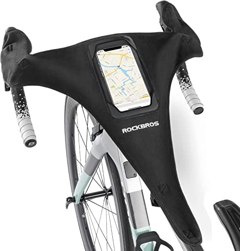 ROCKBROS Protezione Anti-sudore per Telaio Bici, Fascia Sudore per Bicicletta MTB, con Custodia Porta Cellulare, Para Sudore per Rulli Bici da Corsa Allenamento, Accessori Bici (Modello F)
