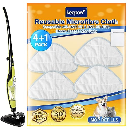 KEEPOW Confezione da 4 panni in microfibra per pulitore a vapore H2O HD, panni riutilizzabili di ricambio per scopa a vapore H20 HD