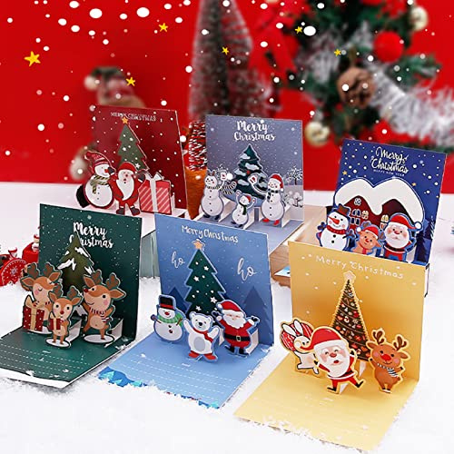 Pop-Up Weihnachtskarten, 3D Geschenkkarte mit Umschlag & Sticker für Mädchen Jungen Frauen Männer Weihnachten Geschenk, Hochwertige Klappkarten zu Weihnachten, Chrismas Geschenkkarte