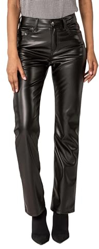Nina Carter J226 - Pantaloni da donna effetto pelle, taglio dritto, a vita alta, in pelle, Nero (J226-1), S