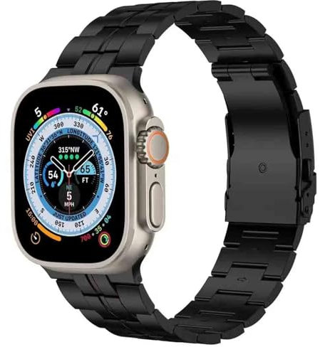 Soyeacrg Titanarmband kompatibel mit Apple Watch Armband 38mm 40mm 41mm 42mm 44mm 45mm 49mm, Upgrade Business Metallarmband für iWatch Serie 9 8 7 6 5 4 3 2 1 Ultra 1 2 SE,Black,42/44/45/49mm