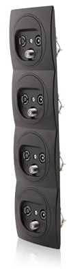 Nobilis 4x Anschluss-Dose TV Schwarz TV/FM/SAT 3 Anschlüsse Ø 60mm & 4er Rahmen 80x293mm vertikal