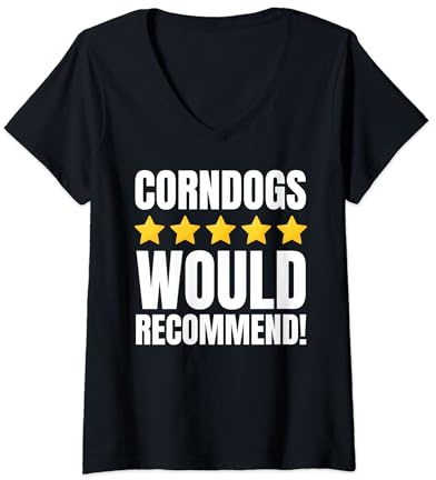 Donna Divertente salsiccia in pastella di mais e farina di ma Maglietta con Collo a V