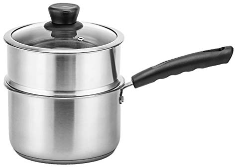 ANSNOW 2-Stufiger Edelstahl-Dampfgarer, Dampfgareinsätze, Zweistufiger Dampfgarer, Gemüse-Dampfeinsatz-Pfannen-Set, Geeignet Für Alle Herdarten/18 * 18,8 cm