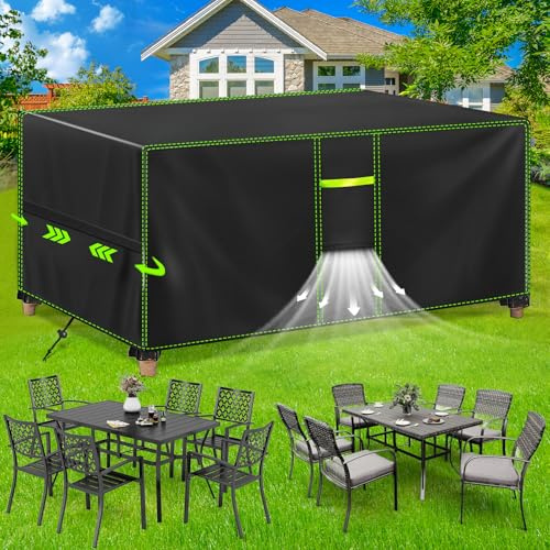 FORTRY Abdeckung Gartenmöbel Wasserdicht, Winterfest Schutzhülle Gartenmöbel, 420D Oxford Plane für Gartentisch Möbelsets Terrassenmöbel, Rechteckig Tischabdeckung Gartenmöbel 150 x94 x75cm