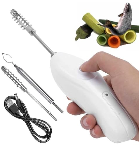 SMoonga Corer per Verdure Elettrico, Corer per Verdure Portatile con 2 Teste di Taglio, Raschietto per Bilancia Elettrico con Bilancia raschiante da 30 W, Dispositivo per la rimozione del