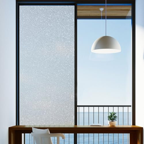 Fensterfolie Blickdicht,Sichtschutzfolie Fenster Selbsthaftend 100 x 500 cm Folie Fenster ohne Klebstoff Milchglasfolie Selbstklebend Fenster für Zuhause und Büro Wohnzimmer (100 x 500 cm)
