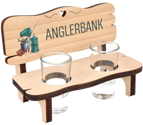 Spruchreif | Schnapsbank mit Farbdruck | Schnapsbank mit 2 Gläsern für Angler | Angler Geschenke