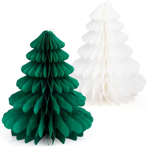 Kiiwah 6 Stück Weihnachtsbaum Deko Papier Set, Klein Weihnachtsbaum Faltbar, Tischdeko Christbaumschmuck, Mini Tischbaum Classic Xmas Trees