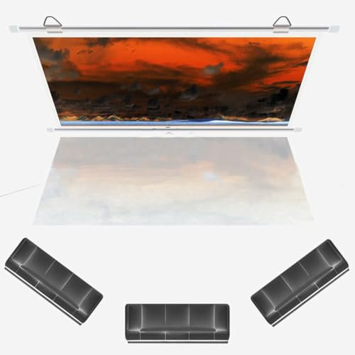 BGBZHMMEE 50'' 60'' Projector Screen Manual Pull Down Projection Screen 4K HD Home Theater Movie Gaming Presentation Screen For Indoor Outdoor(White,50'' 4:3)