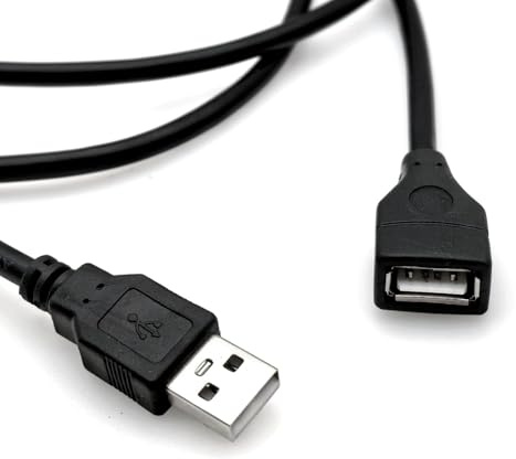 JZK Câble d'extension USB 2.0 mâle vers Femelle 1.3 m 24 AWG, Cordon de Transfert de données USB A pour imprimante, Clavier, Souris et Autres périphériques d'ordinateur USB, Noir