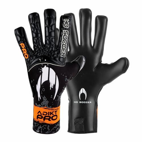 HO Soccer ADIKT Pro Black Blast, Guantes de Portero, Unisex Adulto, Negro/Naranja, 10