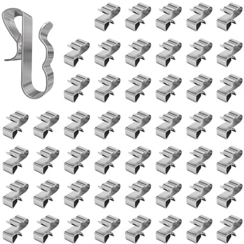 Gotetiso 50 Pièces Clips de Fixation Cable Clips de Fil Métallique Clips pour Câble Remorque Cadre de Câble Organisateur de Câbles Clips Câbles Pince en Acier Inoxydable Support Clips Cable Management