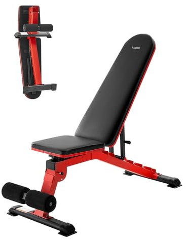 VEVOR Hantelbank Hantelbankpresse (544 kg belastbar) für Ganzkörpertraining, verstellbare Sit-up-Bank für Krafttraining im Heim-Fitnessstudio, Flachbank mit Schnellklapp- und Schnellverstellung