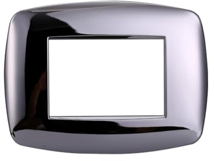 1 placa Slim, 3 módulos/plazas, compatible con BTicino Living, cromada, forma redondeada, serie Space, plástico de alta calidad, 100% compatible con los soportes y módulos originales