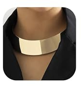 YANCHUN Klobige goldene Halskette, Statement-Halskette für Damen, zierliche Gold-Choker-Halsketten, klobige Kragen-Halsketten, ethnisch, großes Statement, afrikanischer Stamm, breiter Metall-Halsreif