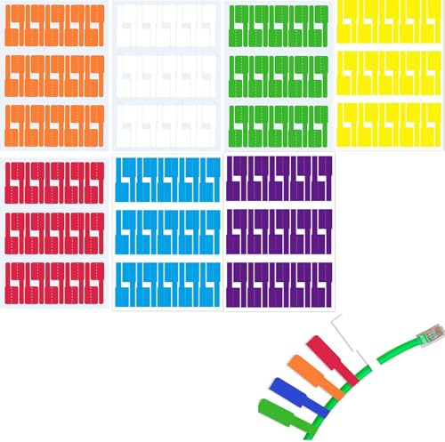 210 marcadores de cable autoadhesivos, etiquetas de cable coloridas, etiquetas de alambre resistentes al agua, etiquetas adhesivas para sala de computadora, marcadores de red (7 colores)