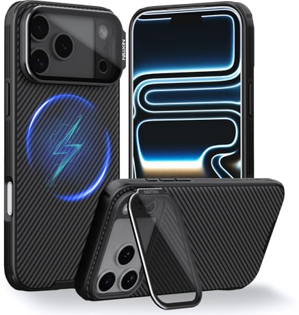 Nillkin Magnética Funda para iPhone 17 Pro (6.3, 2025), CamShield Prop Protector Resistente a Golpes y Arañazos con Tapa Trasera Transparente Negro para Cámara,Compatible con iPhone 17 Pro 5G - Negro