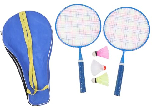 Raquette de Badminton pour Enfants Définition de Raquette de Tennis de Sport extérieur Jouet de Raquette de Tennis avec 3 Nylon Badminton pour Le Stade arrière (Bleu)