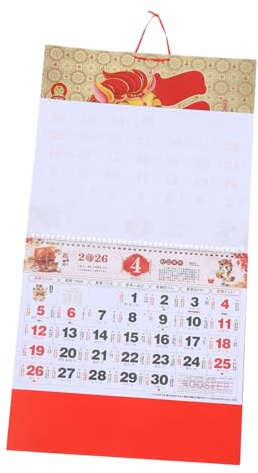 MOTHNUR Lunar Calendar Decors Traditional Chinese Calendar Chinese New Year Ornaments Hanging Zodiac Horse Desk Annual Wall Flip Schedule Planner Horse