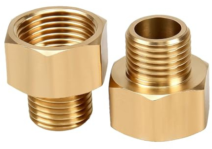 DIPZO Pack de 2 conectores de latón, rosca hembra 3/8 pulgadas a macho 1/4 pulgadas, conector duradero para mangueras de gas, adaptador para cilindros de gas LPG