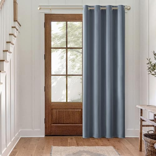 MIULEE Verdunklung Thermo Vorhänge Blickdicht Ösen 1er Set 140x225cm Blau | Blickdichter Thermostoff für Wohnzimmer und Schlafzimmer, hilft Licht, Hitze und Kälte zu reduzieren.