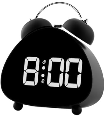 lluoqian Living Room Sveglia con campanello meccanico ad alto volume - Sveglia potente, orologio elettronico da comodino con display digitale a LED(HL-8898-Black)