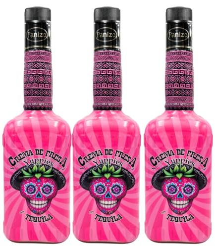 Crema de Fresas con Tequila Yuppies. 3 botellas