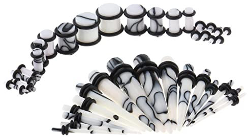 B Baosity 32 Stücke Dehnstab Acryl Dehner Dehnstift Dehnungstab Set für Expander Tunnel Tunnelset - Weiß