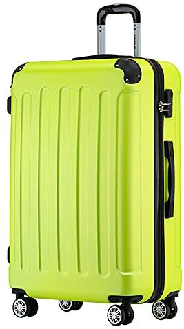 BEIBYE Zwillingsrollen Hardcase Reisekoffer Koffer Trolleys Hartschale in XL-L-M in 14 Farben (Grün, Großer Koffer (76 cm))