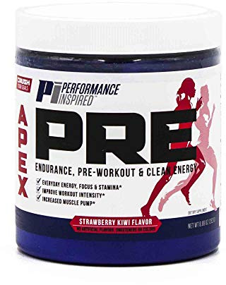 PERFORMANCE INSPIRED Nutrition - APEX Pre Workout Powder - Increase Energy & Endurance - Caffeine - Beta Alanine - All Natural - Vegan Formula - Strawberry Kiwi